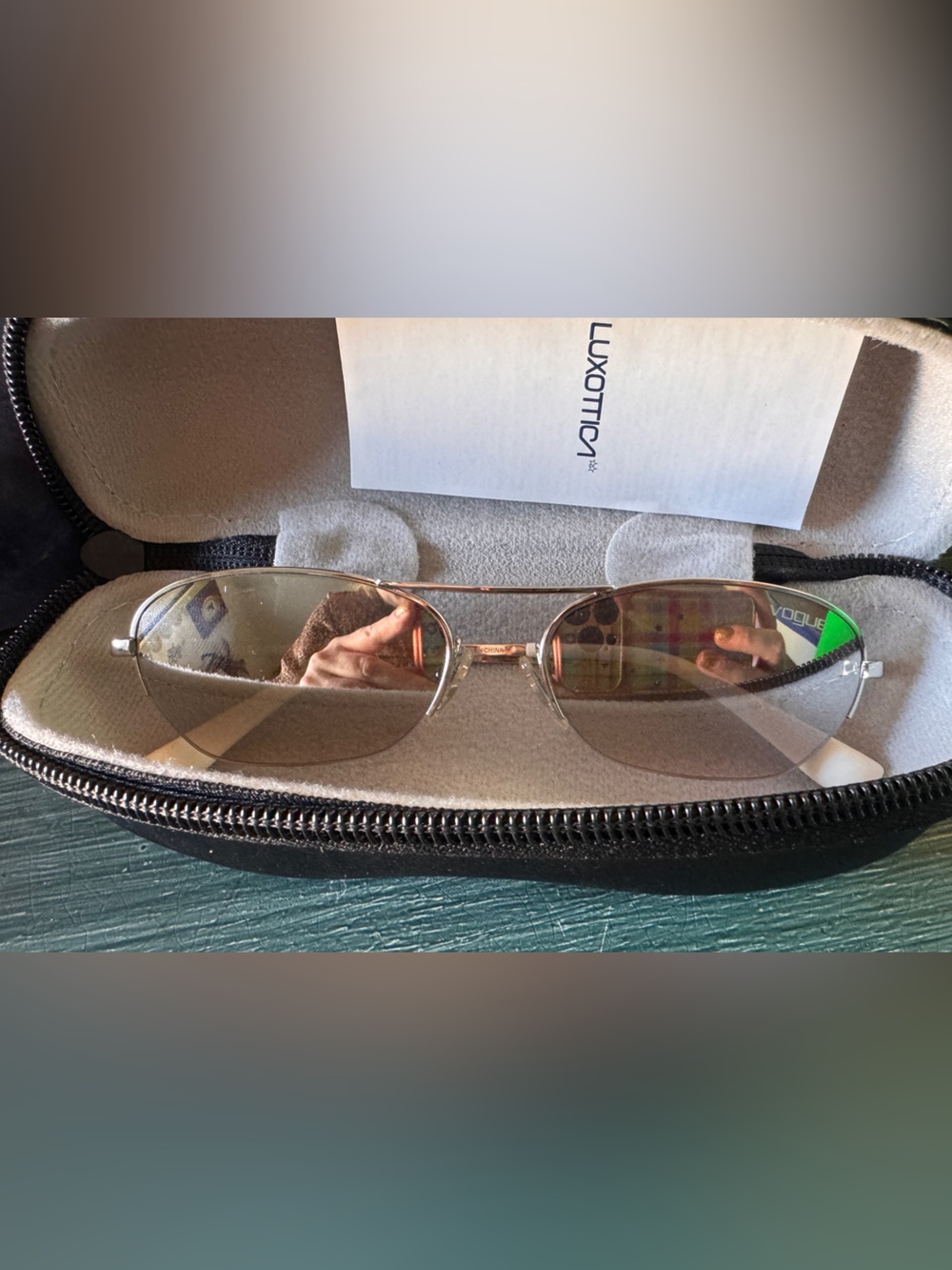 aviator-style sunglasses from the Gigi Hadid x Vogue Eyewear Luxottica